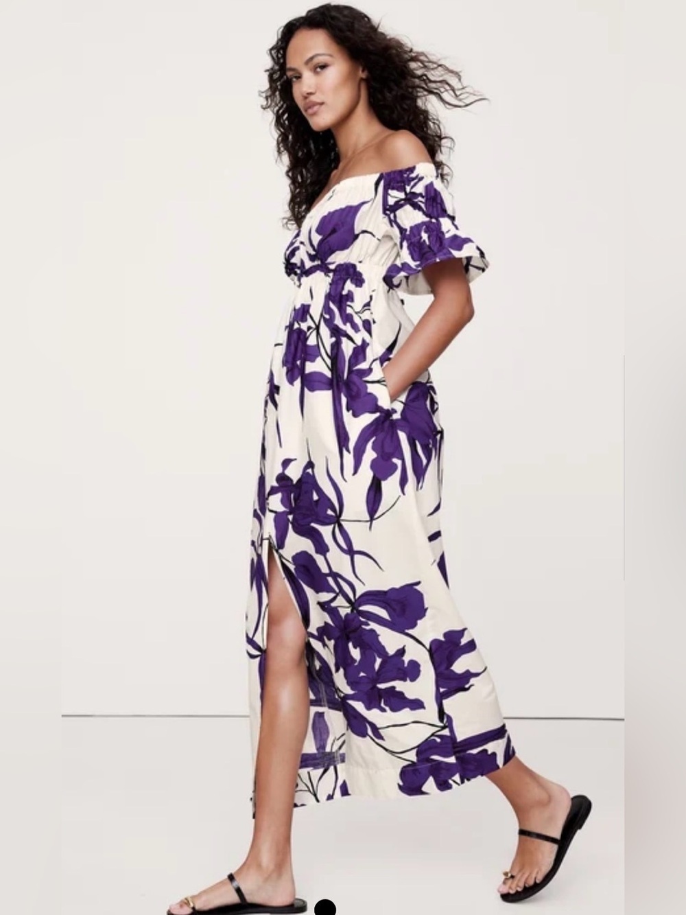 NWT Banana Republic Cotton Poplin Off the Shoulder Floral Dress Sz XXL (#772014)